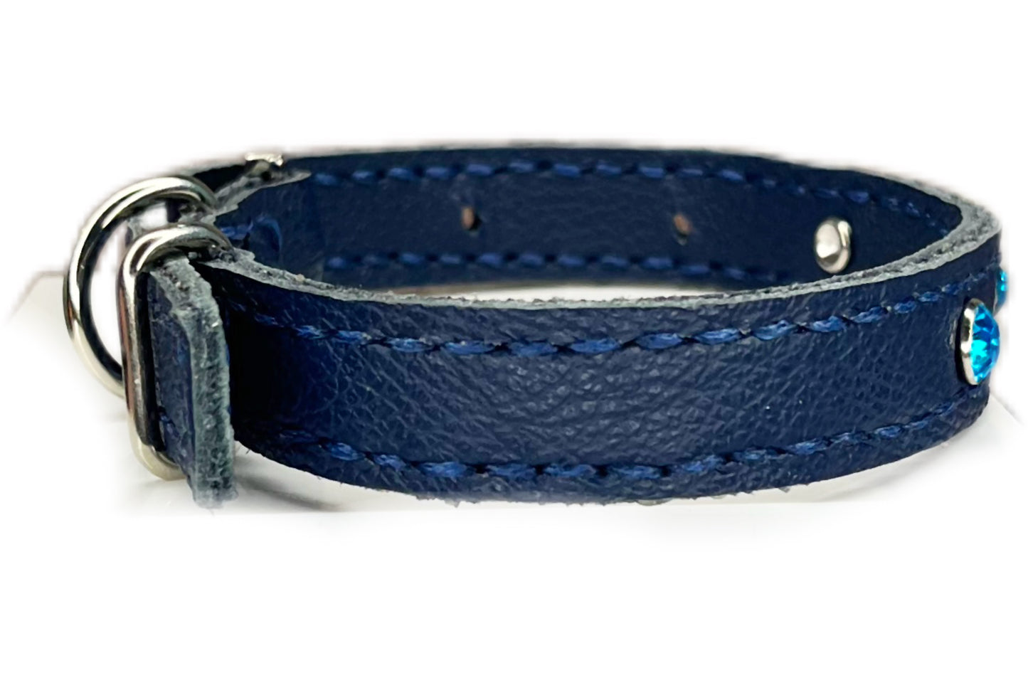 Small Navy Blue Collar with Turquoise Diamantes