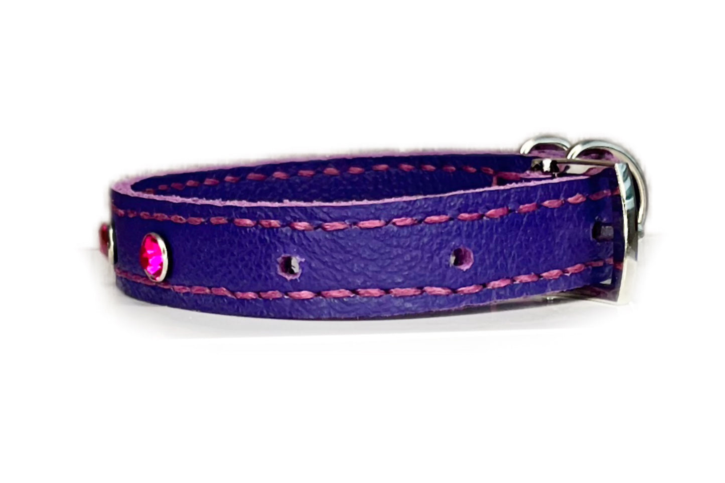 Small Purple Collar with Hot Pink Diamantes