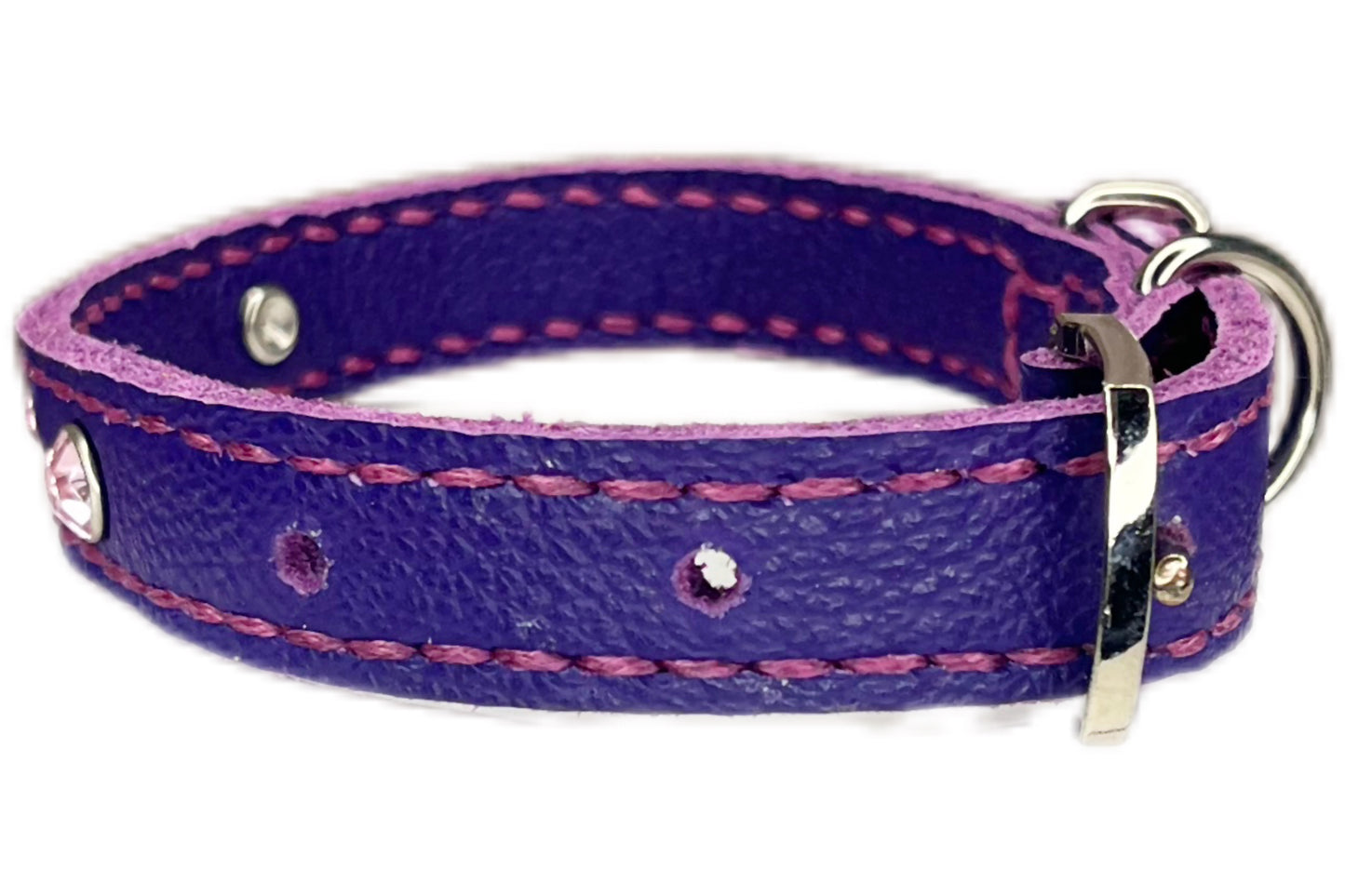 Small Purple Collar with Light Pink Diamantes