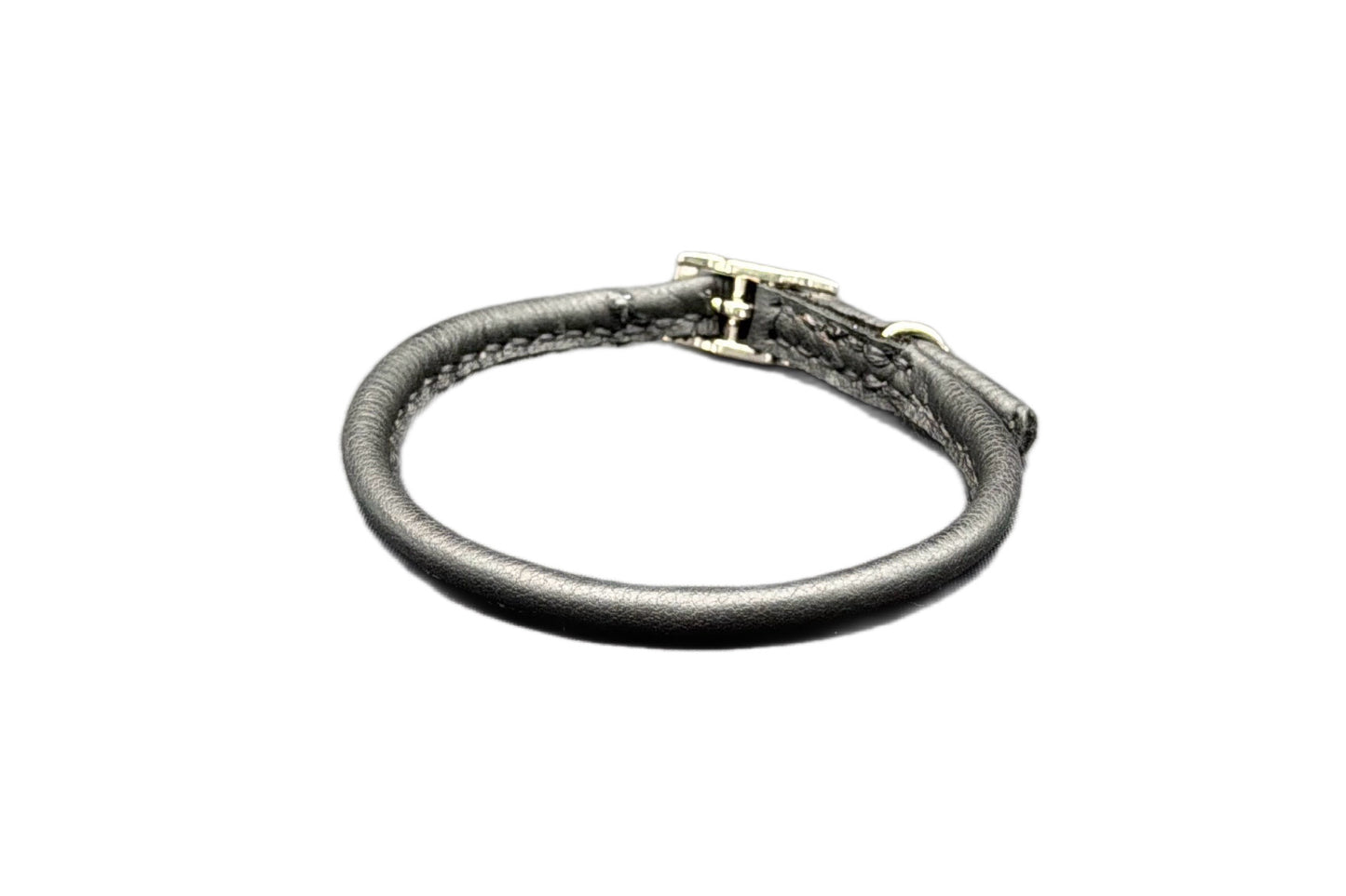 Thin Black Leather Rolled Collar