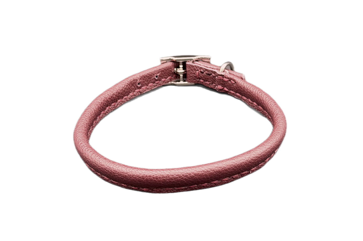 Red Leather Rolled Collar