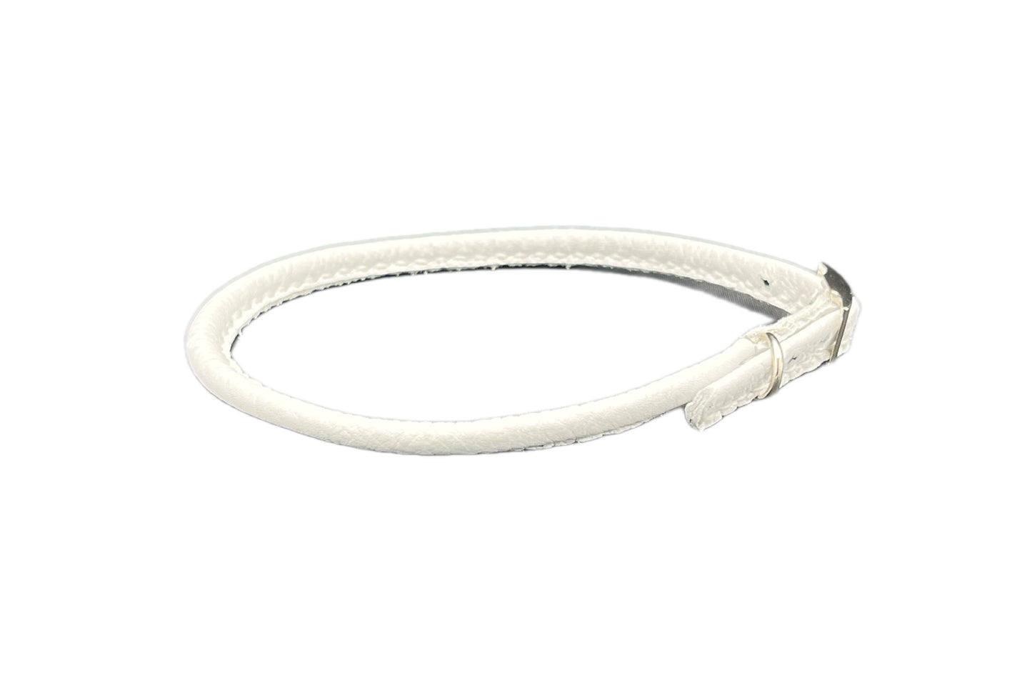 Thin White Leather Rolled Collar