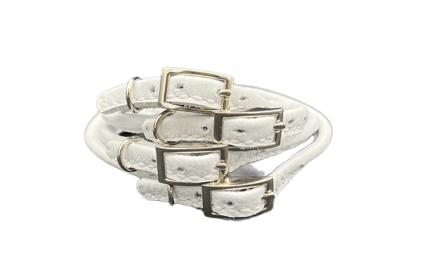 Thin White Leather Rolled Collar