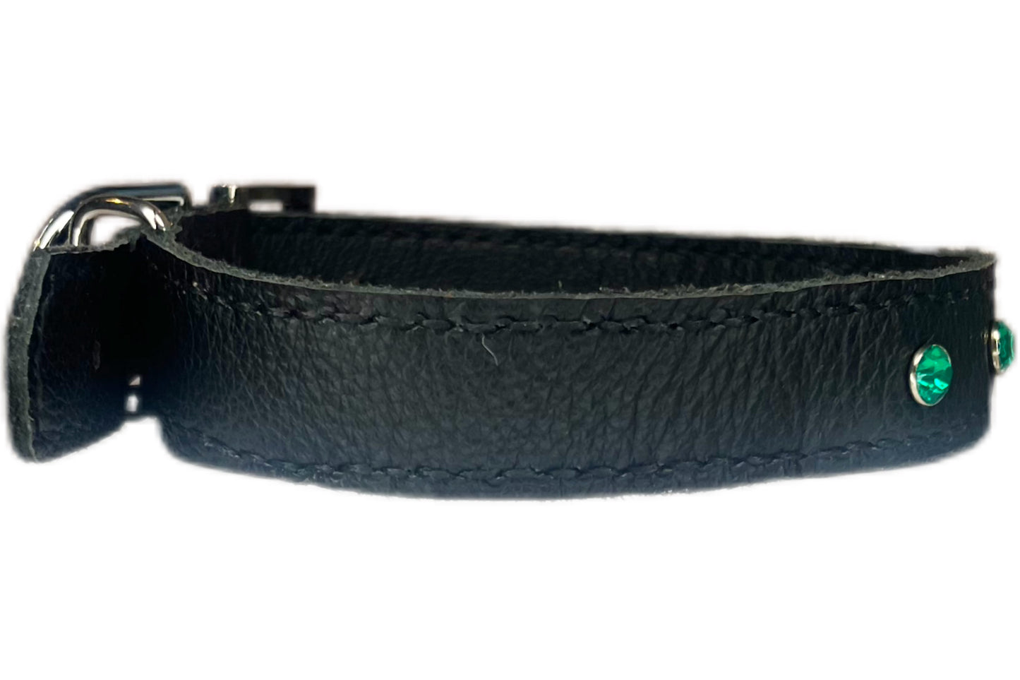 Large Black Collar with Jade Green Diamante