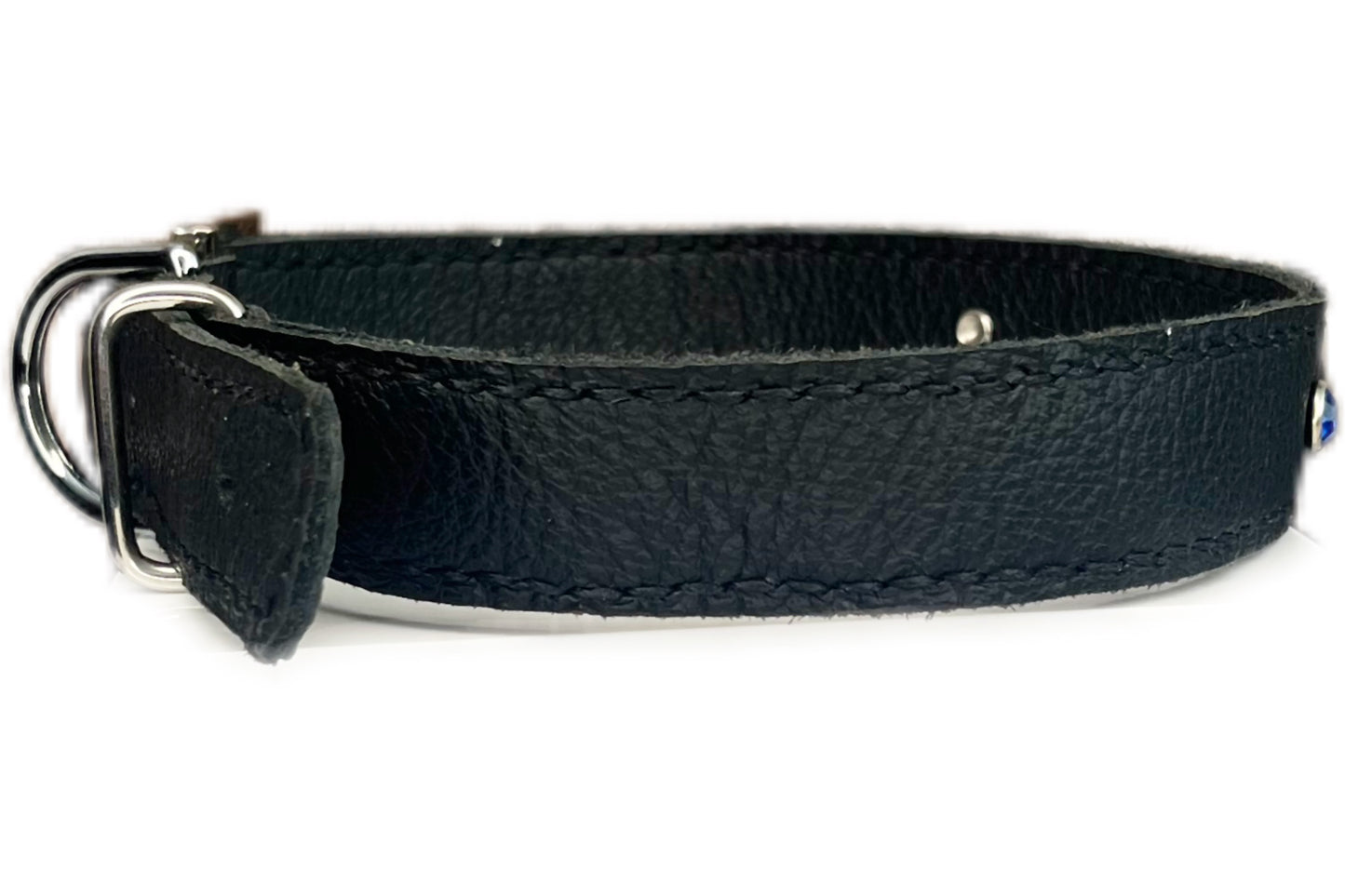 Large Black Collar with Royal Blue Diamante