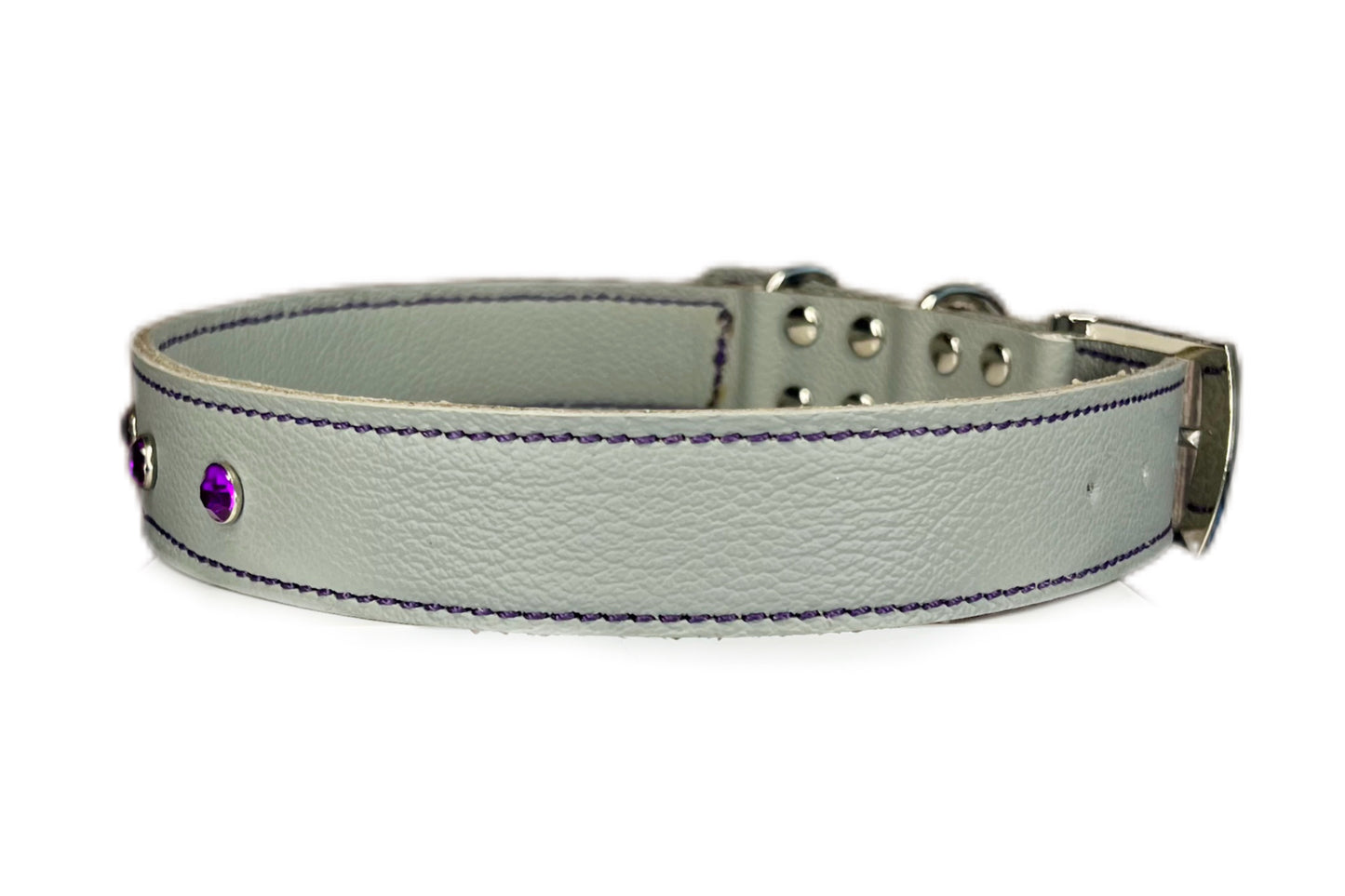 Large Grey Collar with Violet Diamante