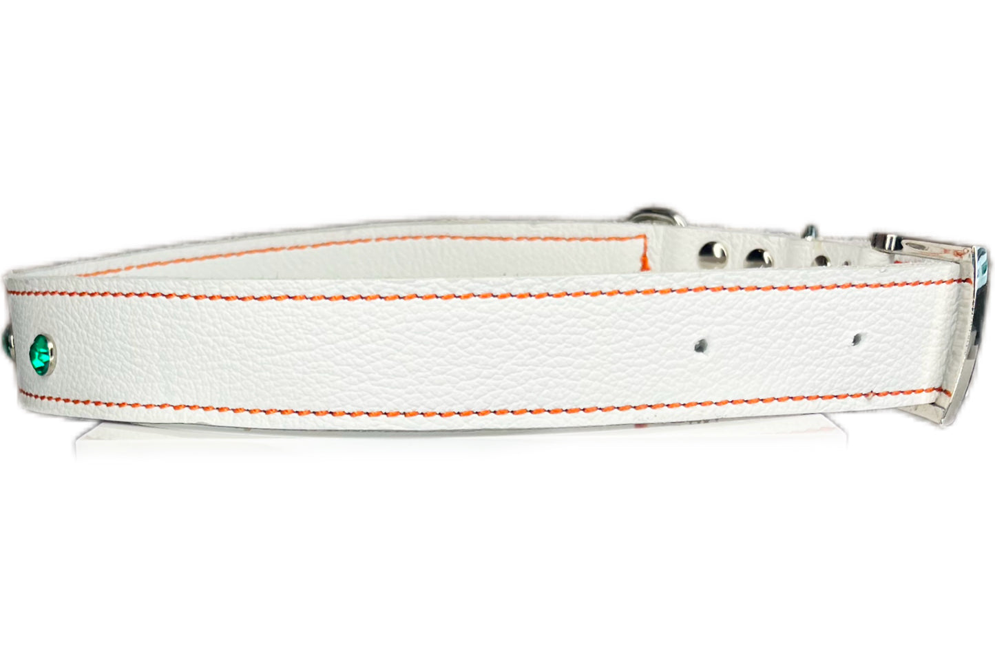 Large White Collar with Jade Green Diamante