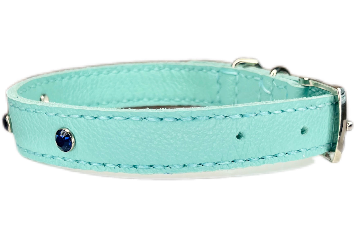 Medium Aqua Green Collar, Midnight Blue Diamantes