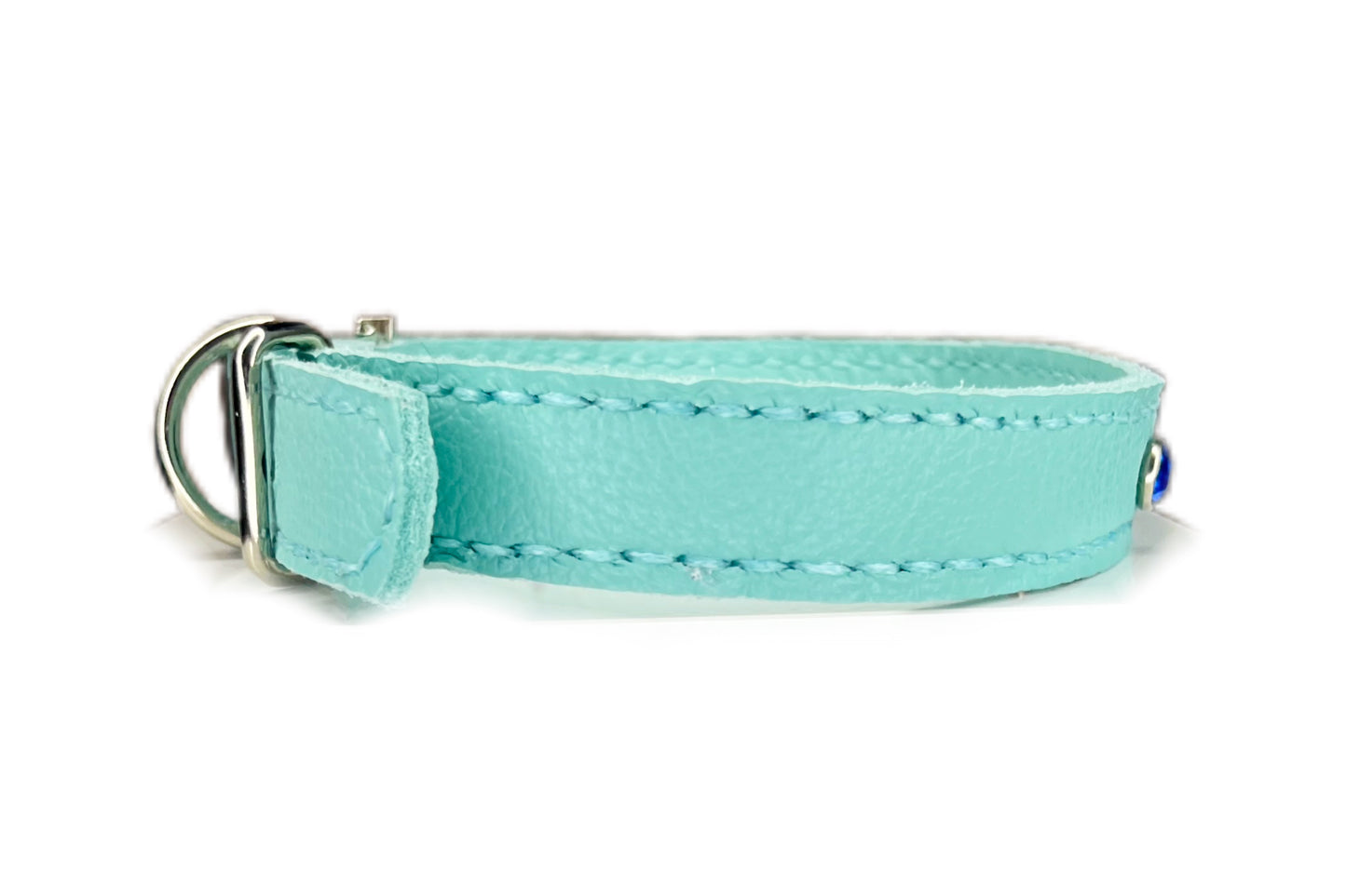 Medium Aqua Green Collar with Royal Blue Diamantes