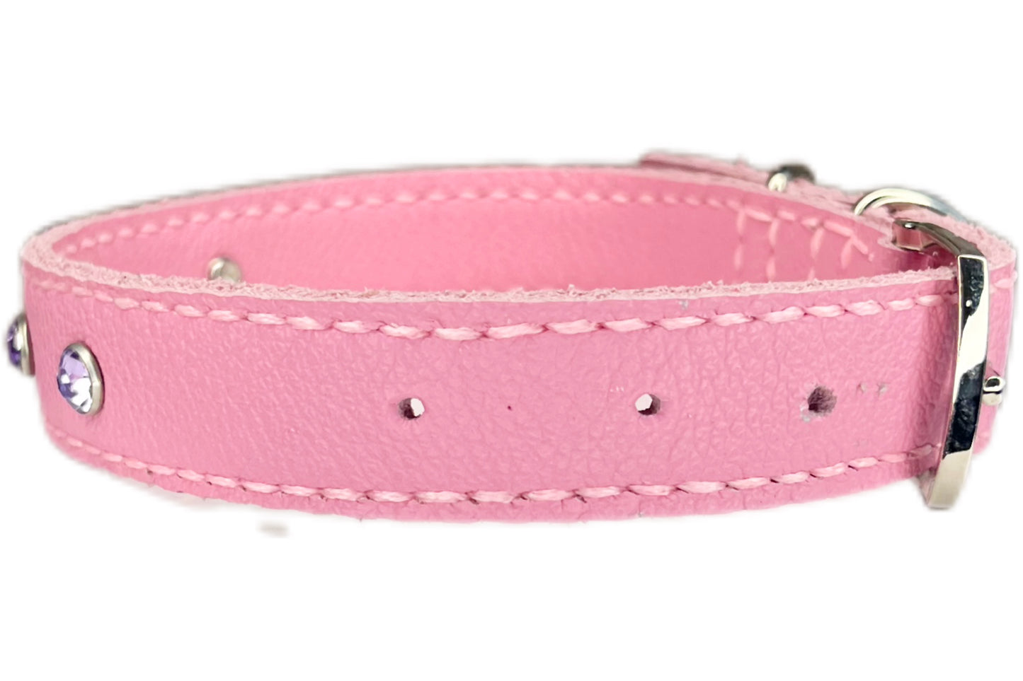 Medium Pink Collar with Lilac Diamantes