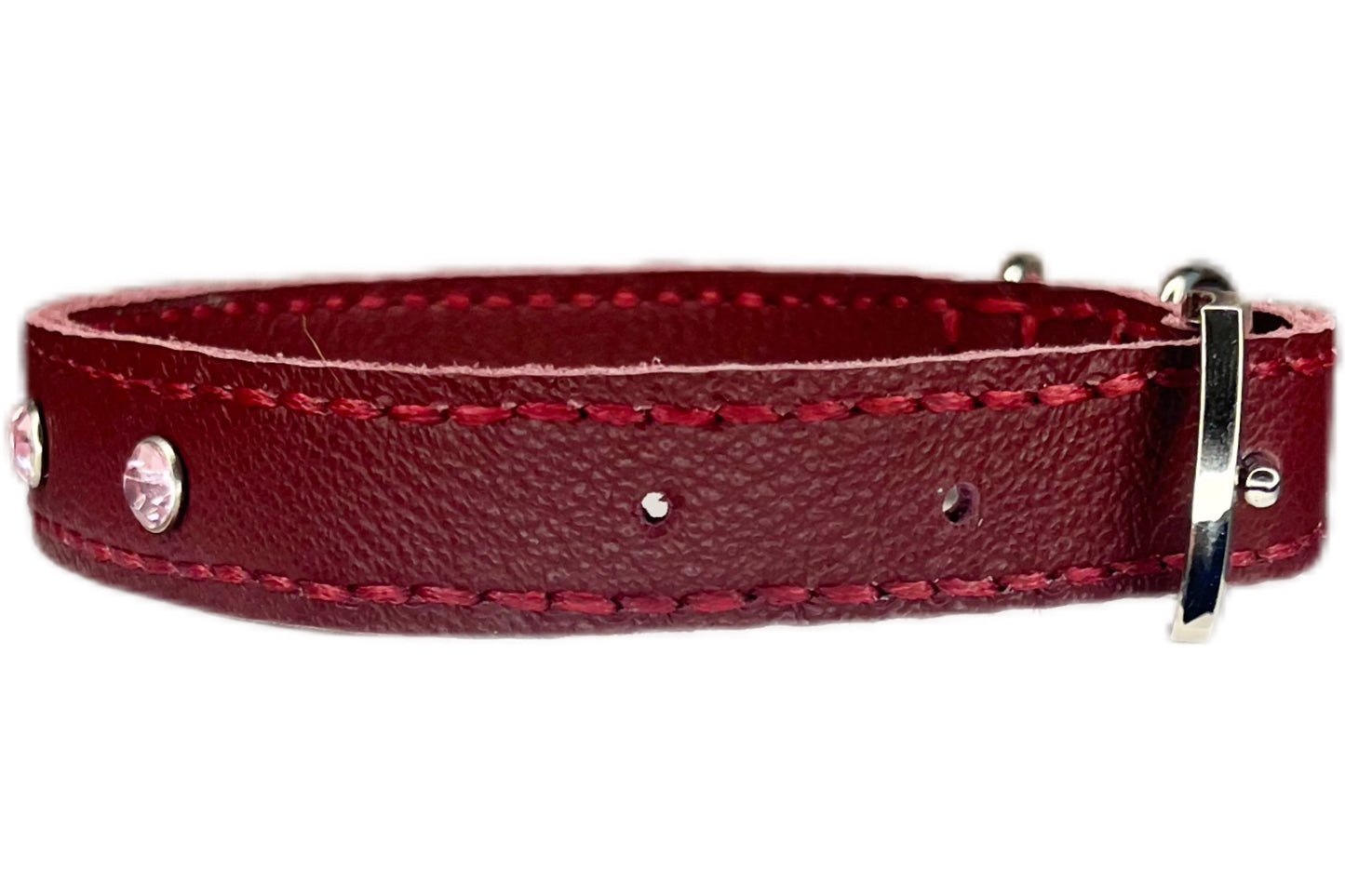 Medium Red Collar with Light Pink Diamante