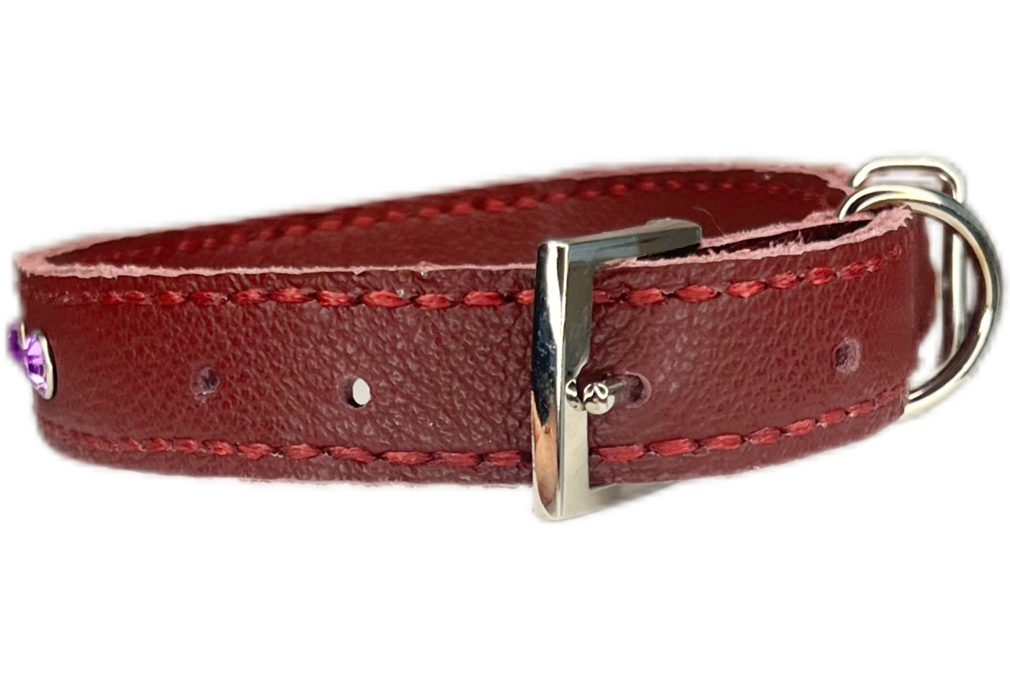 Medium Red Collar with Lilac Diamamtes