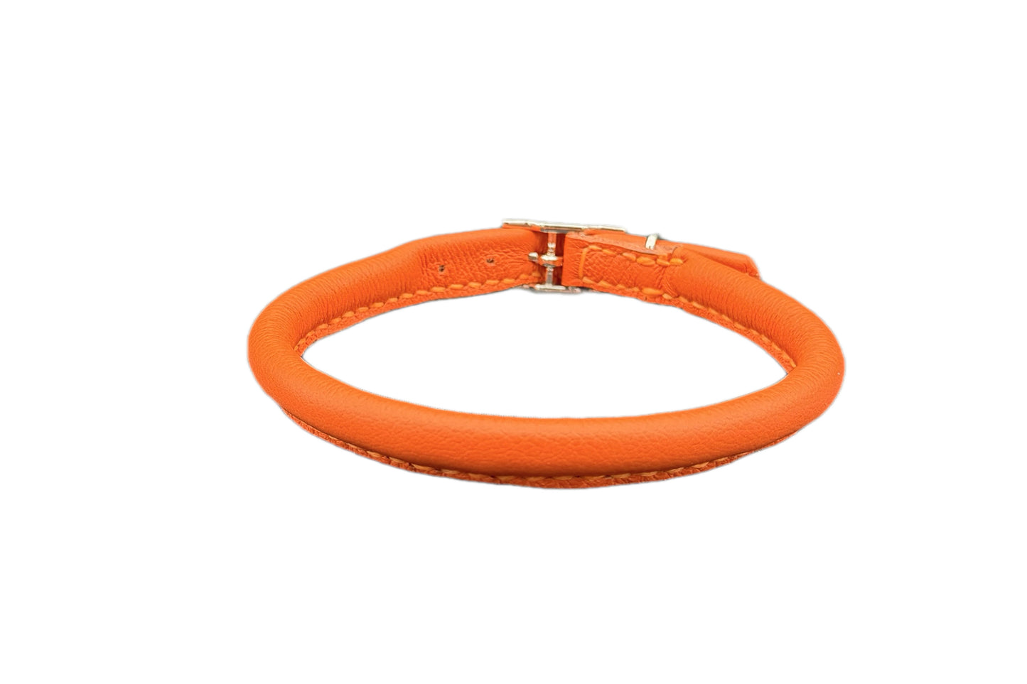 Orange Leather Rolled Collar