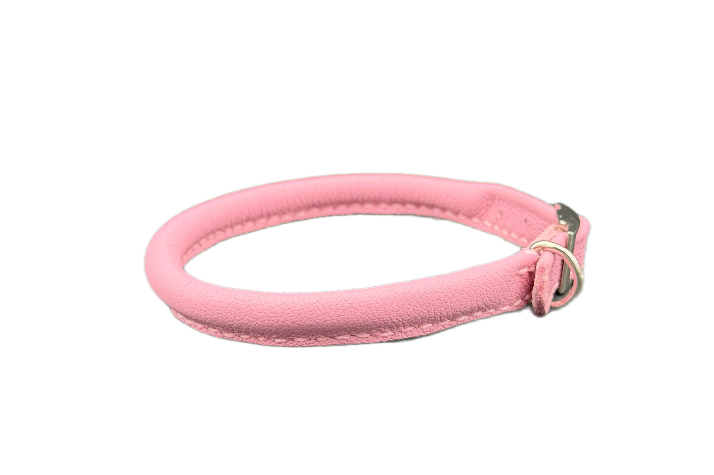Pink Leather Rolled Collar