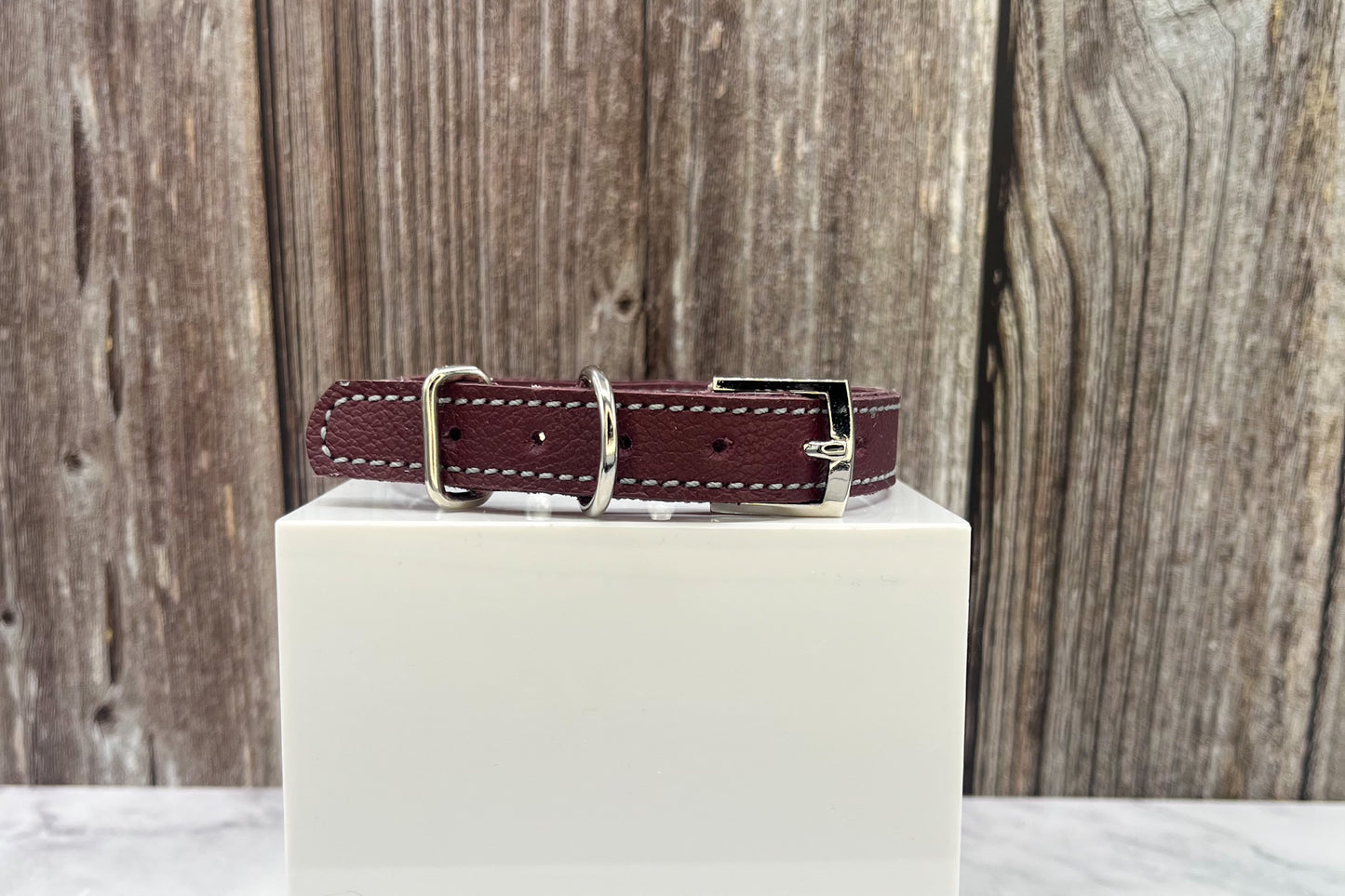 Small Red Leather Collar with AB Gem Rivets