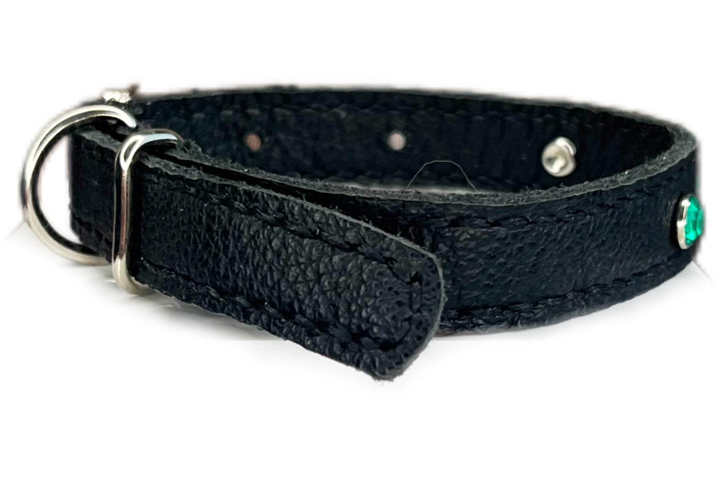 Small Black Collar with Jade Green Diamante