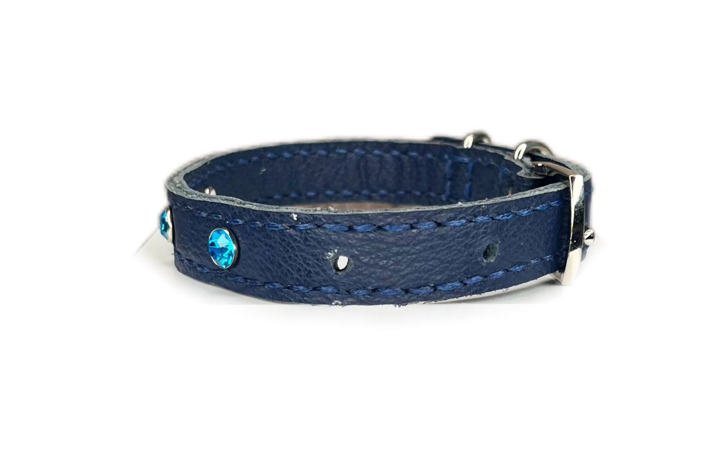 Small Navy Blue Collar with Turquoise Diamantes
