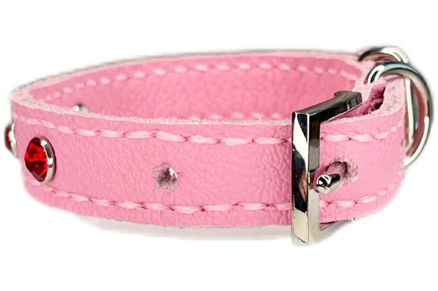 Small Pink Collar with Red Diamantes
