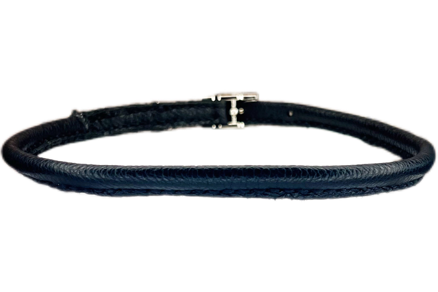 Thin Rolled Black Leather Dog Collar