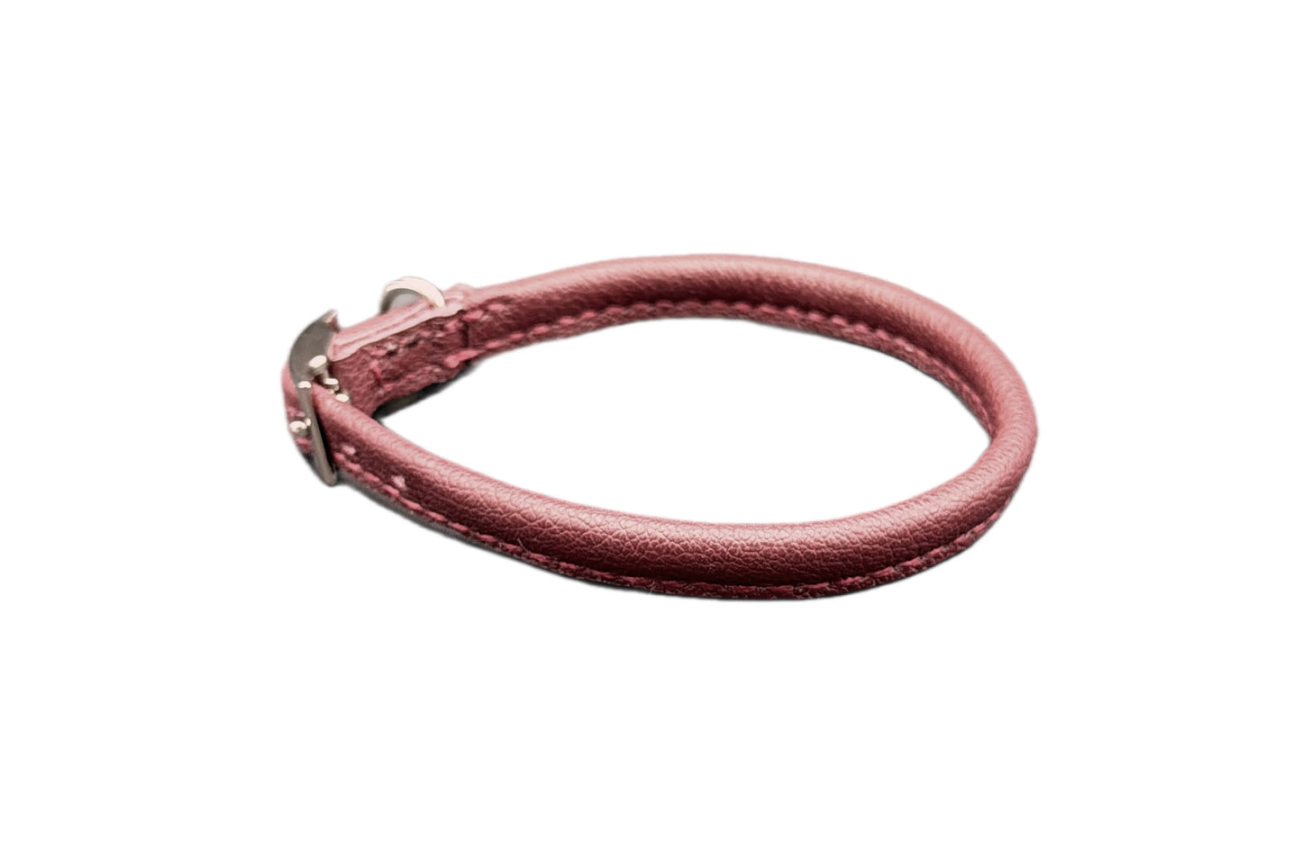 Red Leather Rolled Collar