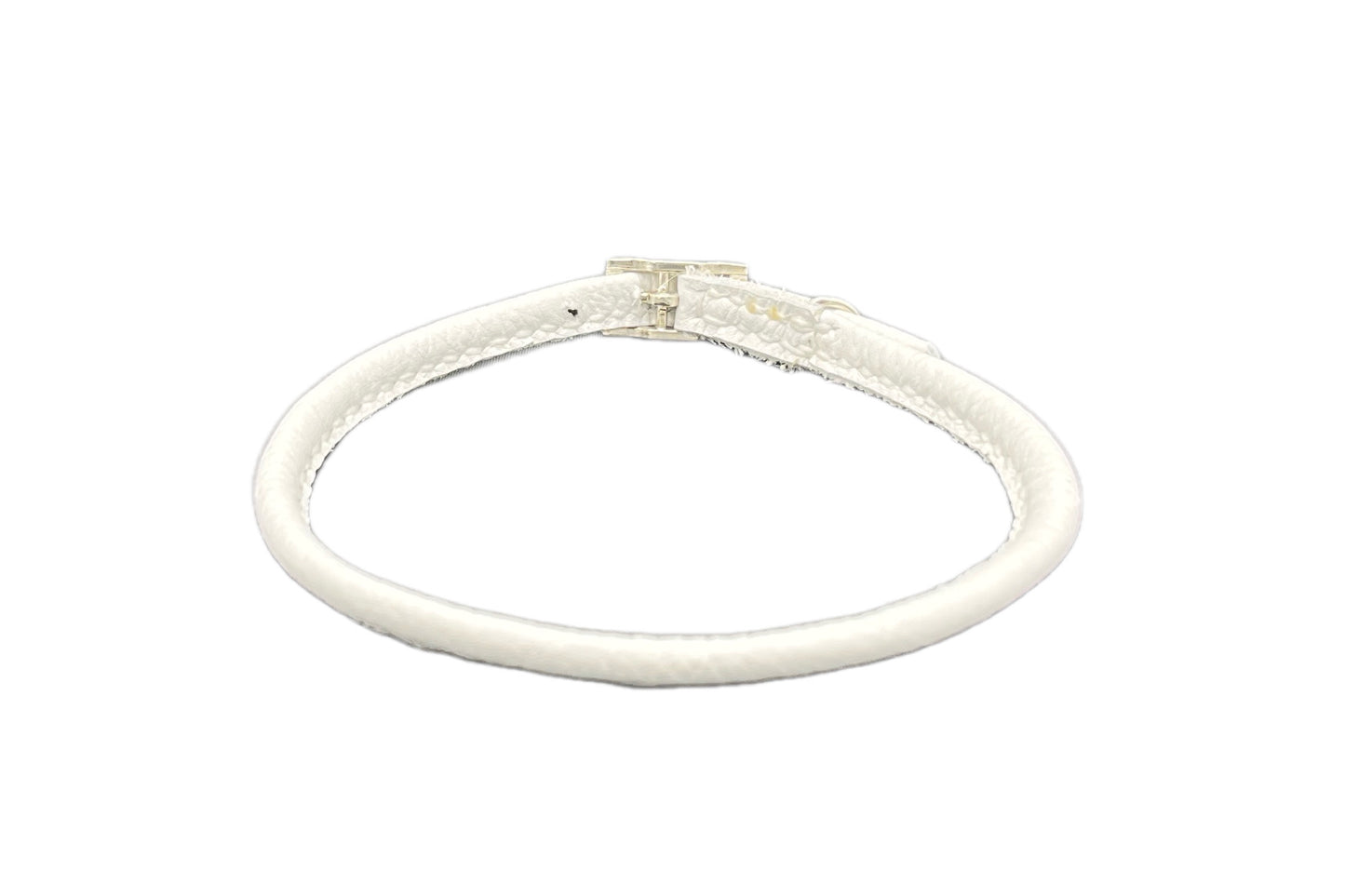 Thin White Leather Rolled Collar