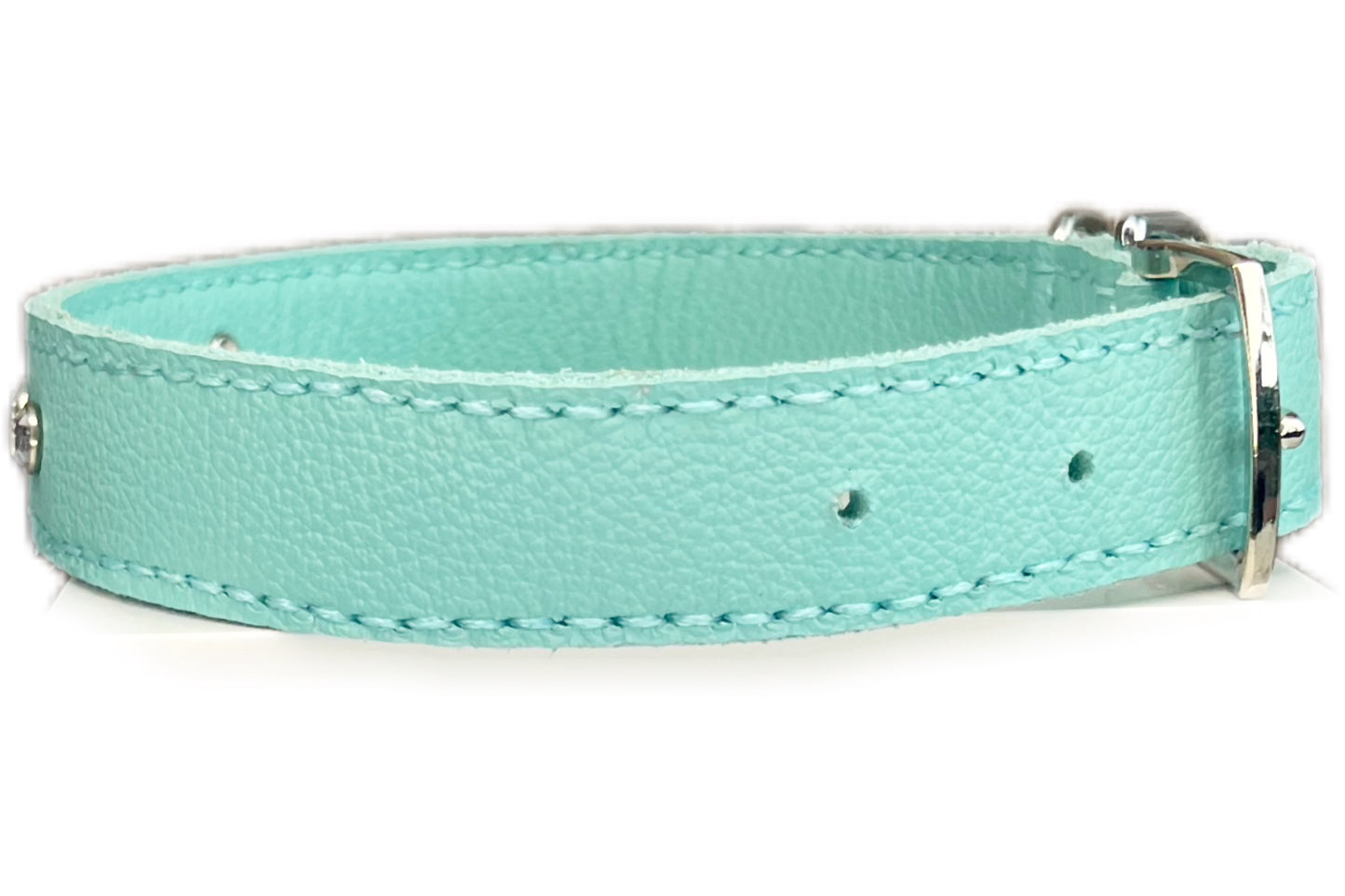 Large Aqua Green Collar with Clear Diamantes