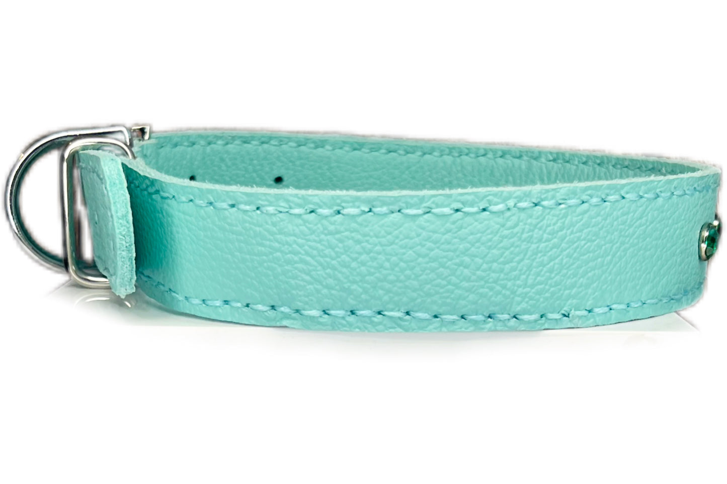 Large Aqua Green Collar with Jade Green Diamante