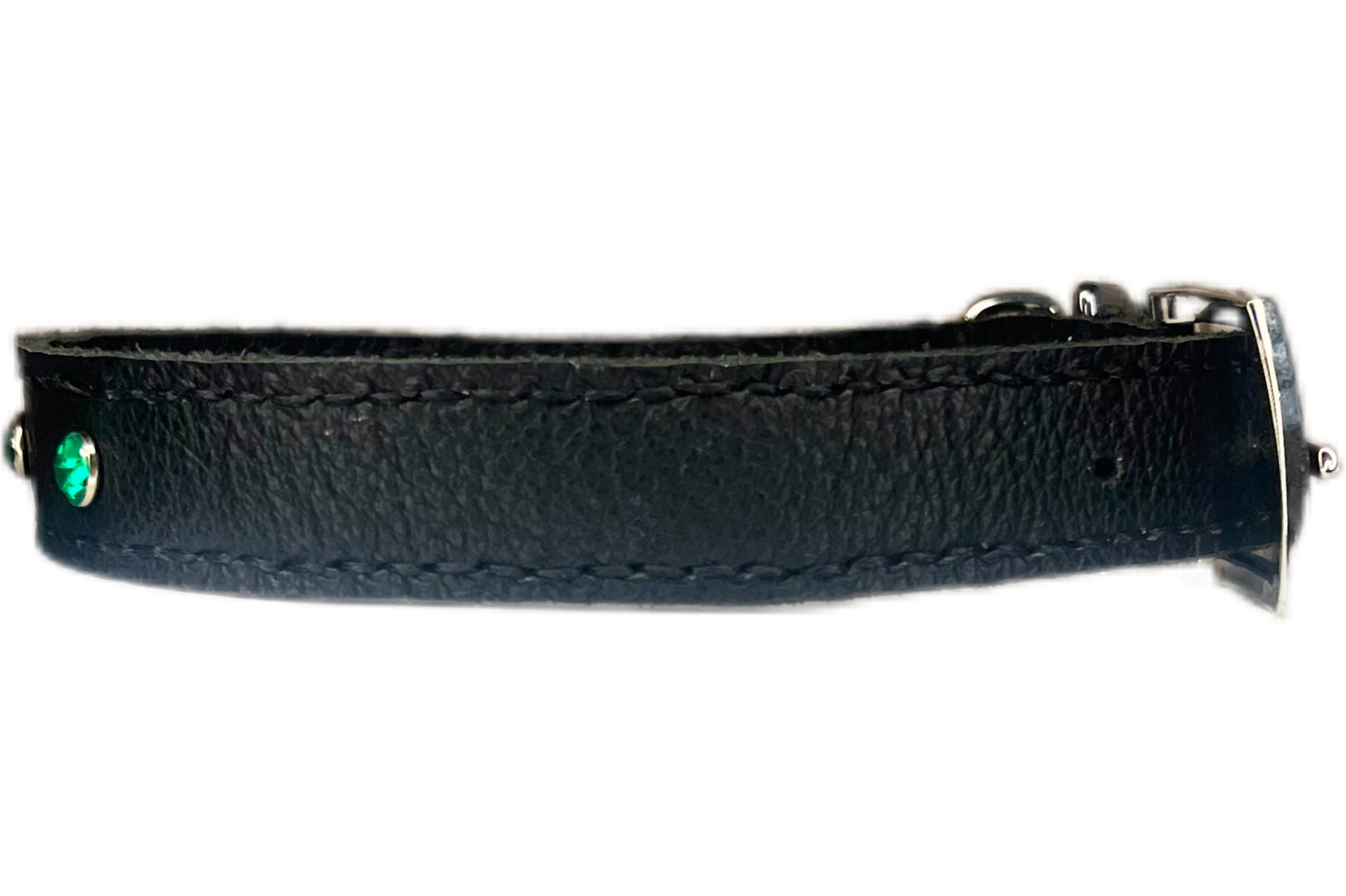 Large Black Collar with Jade Green Diamante