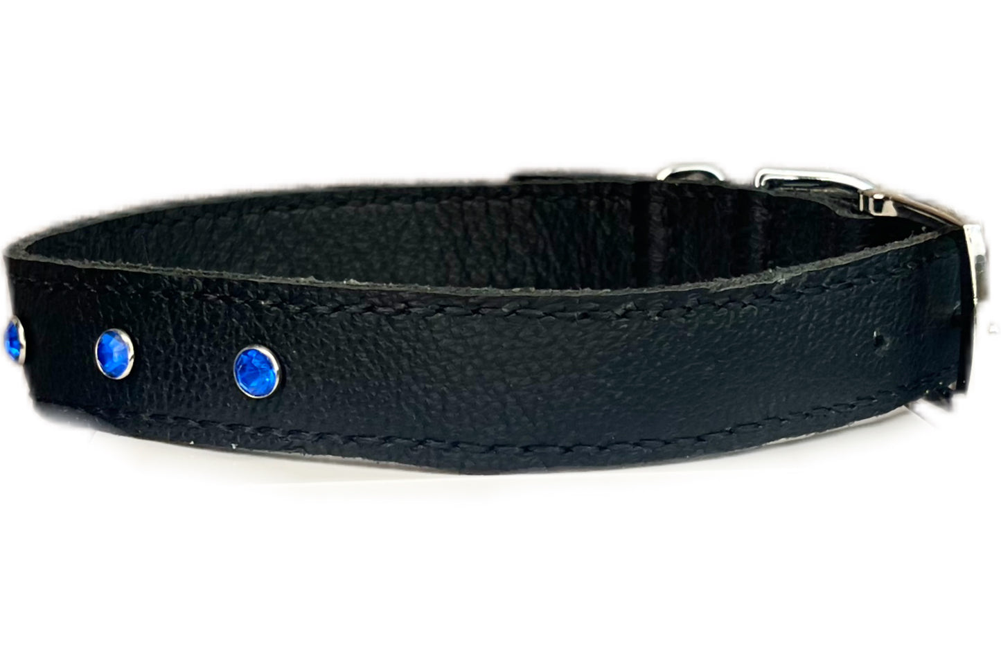 Large Black Collar with Royal Blue Diamante