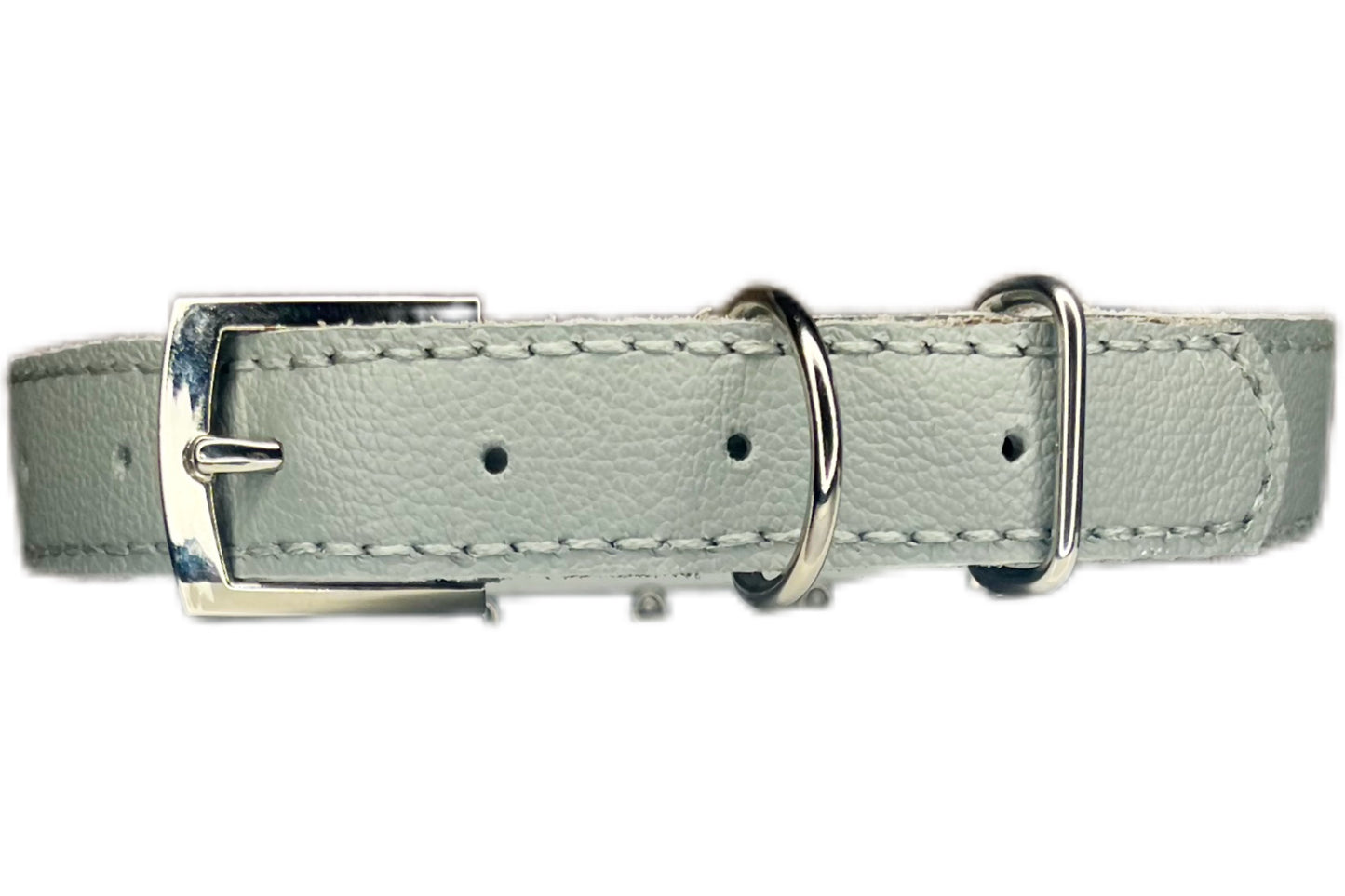 Large Grey Leather Collar with Black Diamante