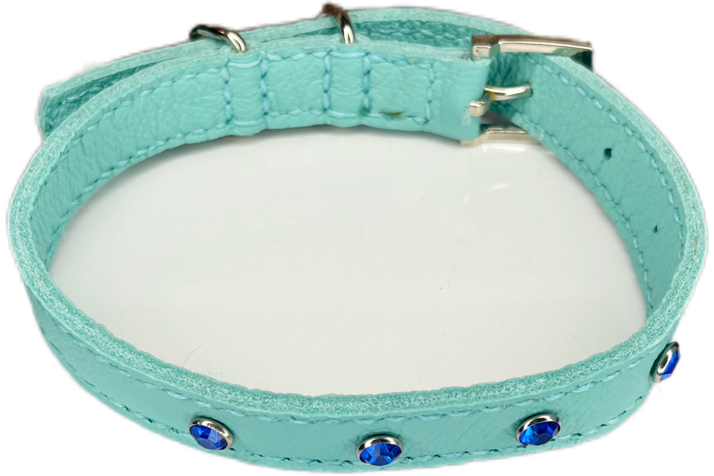 Medium Aqua Green Collar with Royal Blue Diamantes