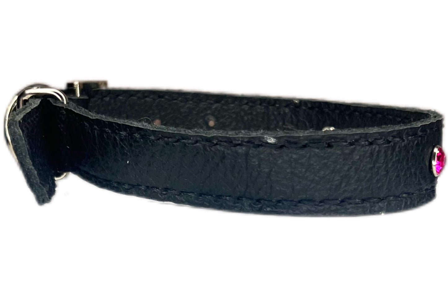 Medium Black Collar with Hot Pink Diamantes
