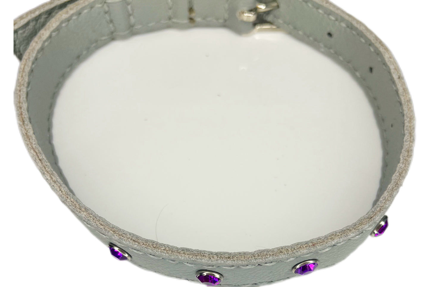 Medium Grey Collar with Violet Diamante