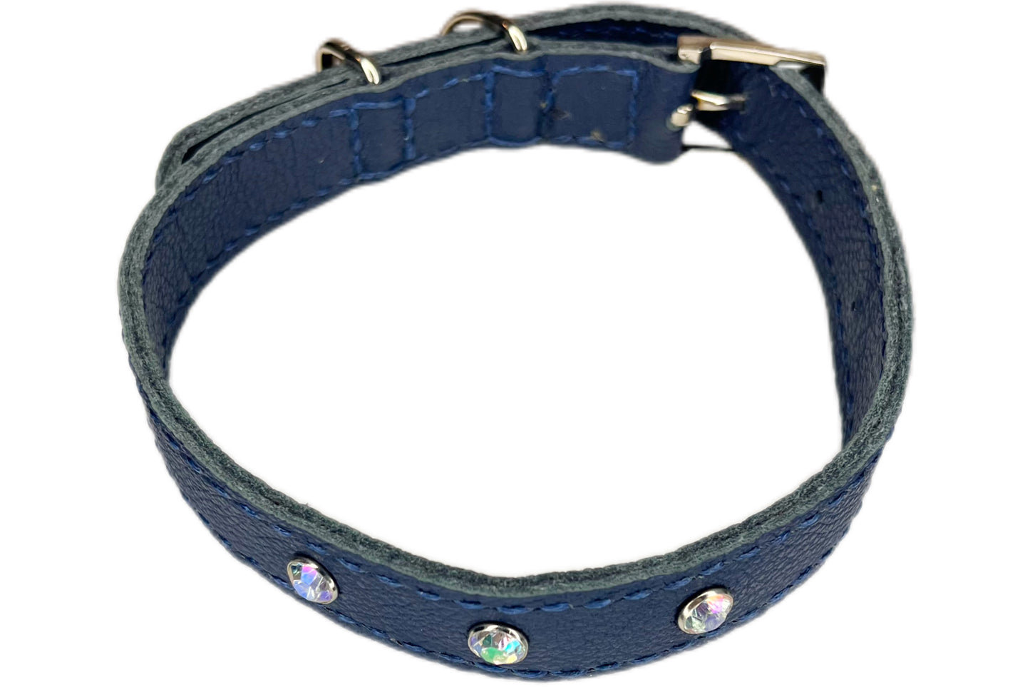 Medium Navy Blue Collar with AB Diamantes