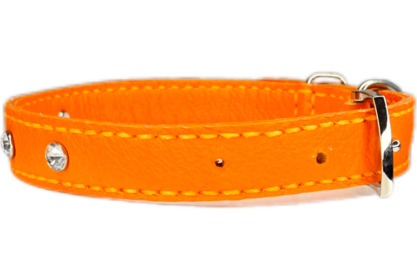 Medium Orange Collar with Clear Diamantes