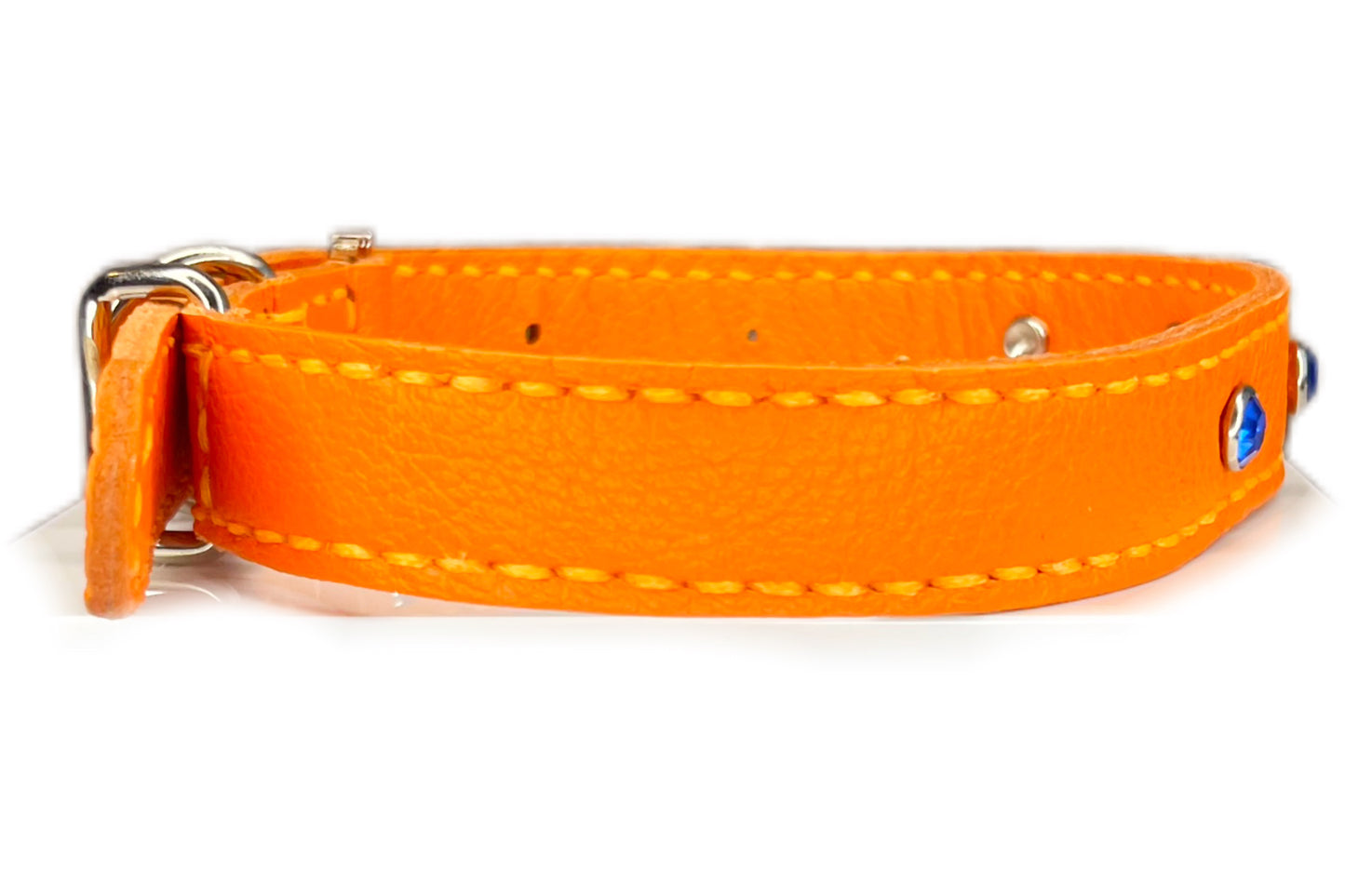 Medium Orange Collar with Royal Blue Diamante