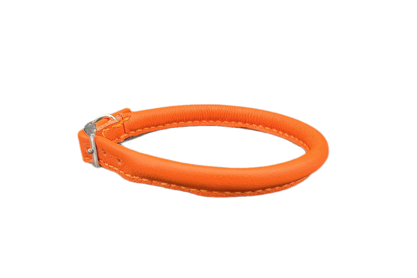 Orange Leather Rolled Collar