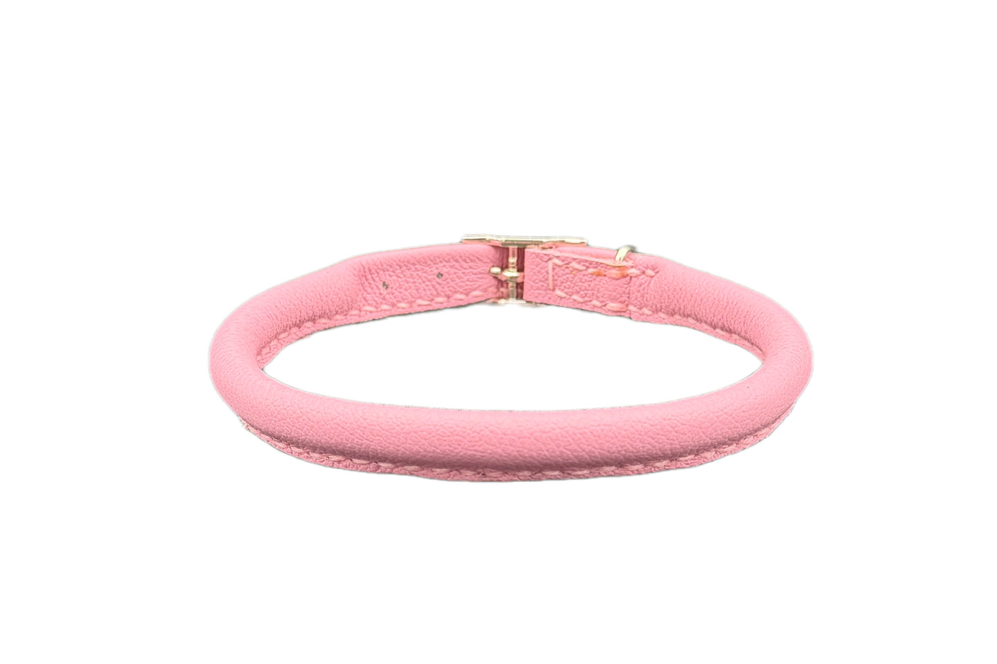 Pink Leather Rolled Collar