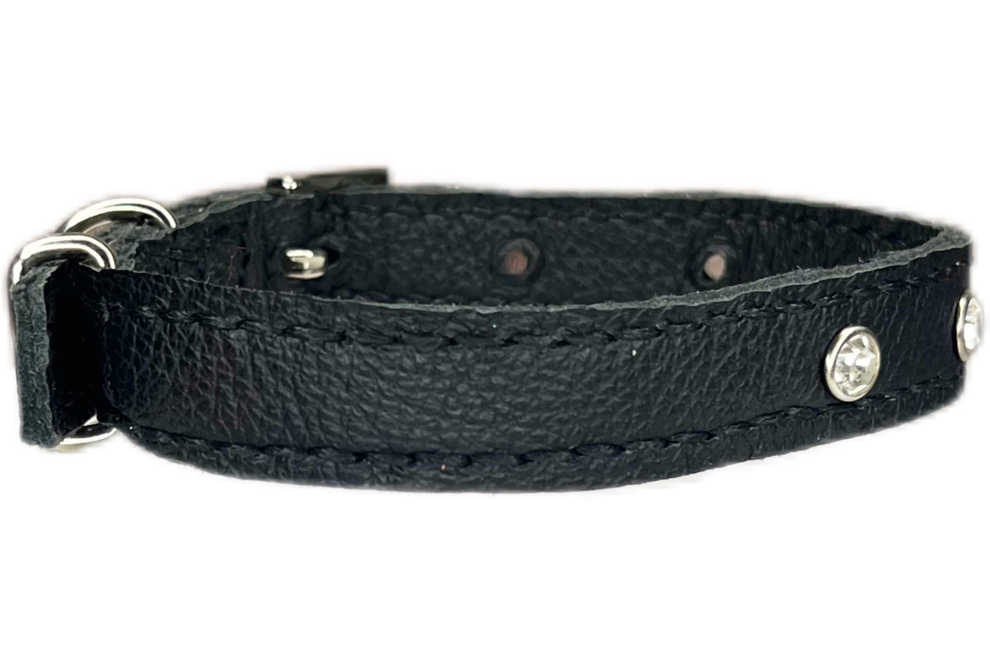 Small Black Collar with Clear Diamante