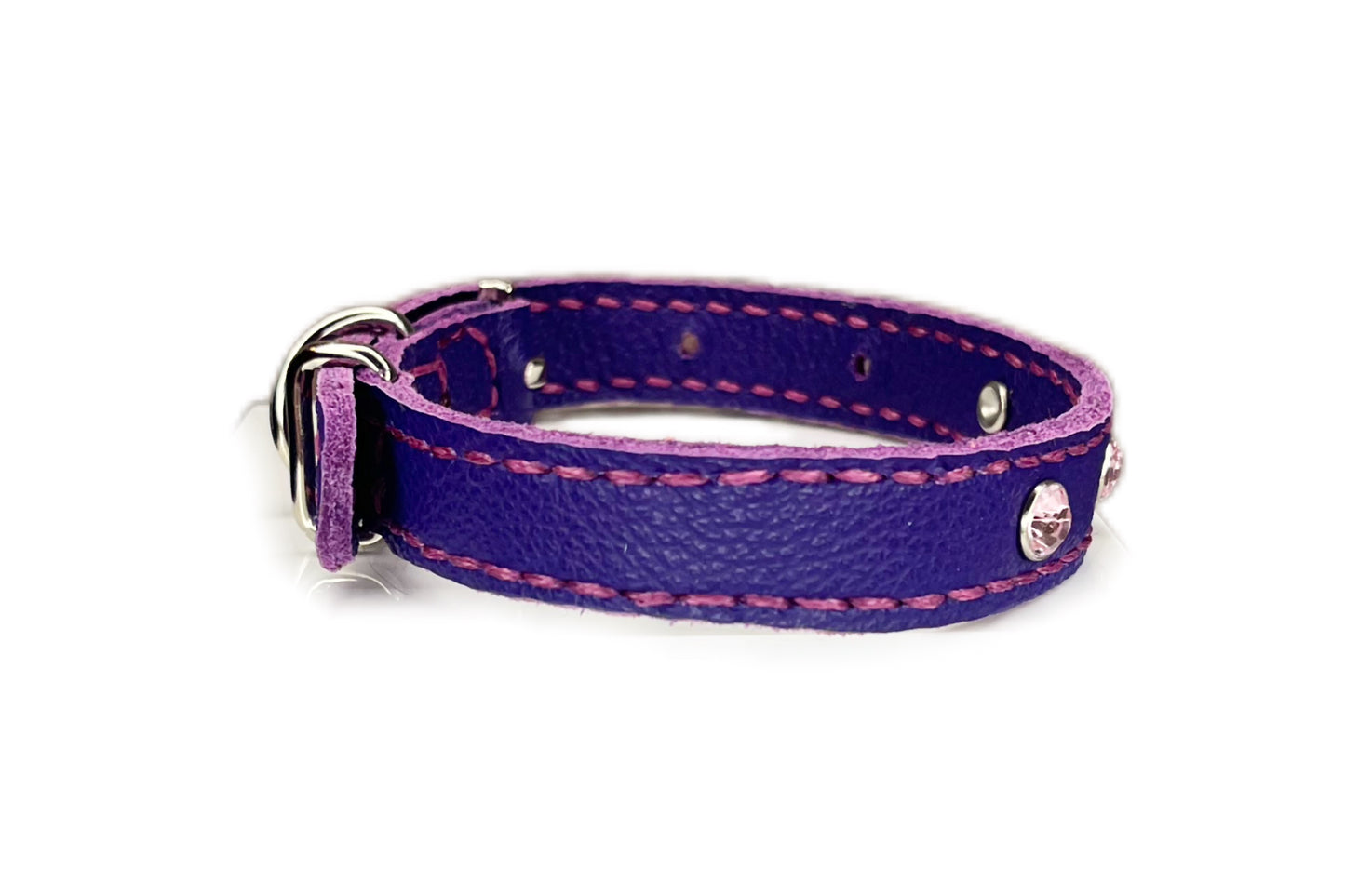 Small Purple Collar with Light Pink Diamantes