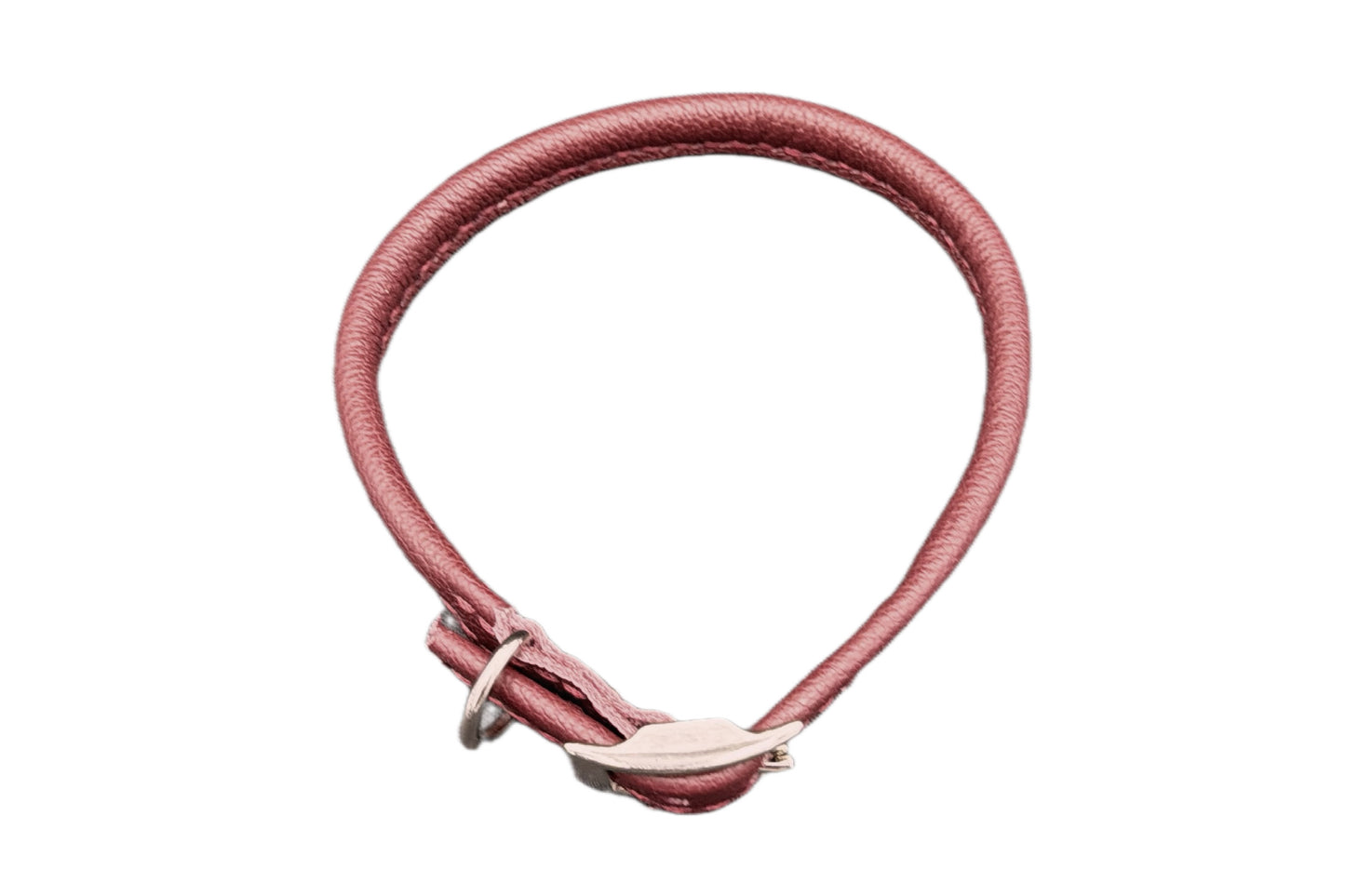 Red Leather Rolled Collar