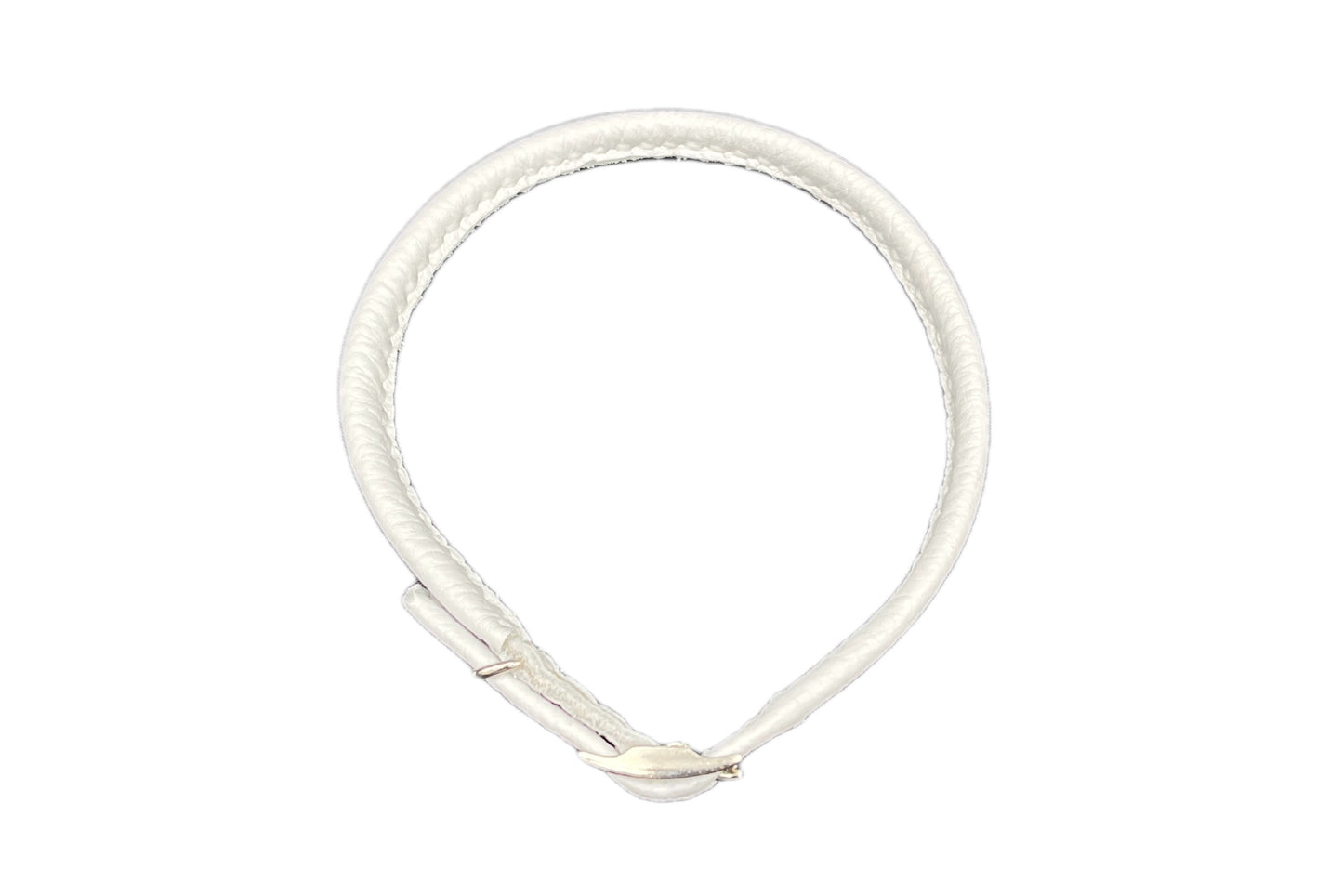 Thin White Leather Rolled Collar