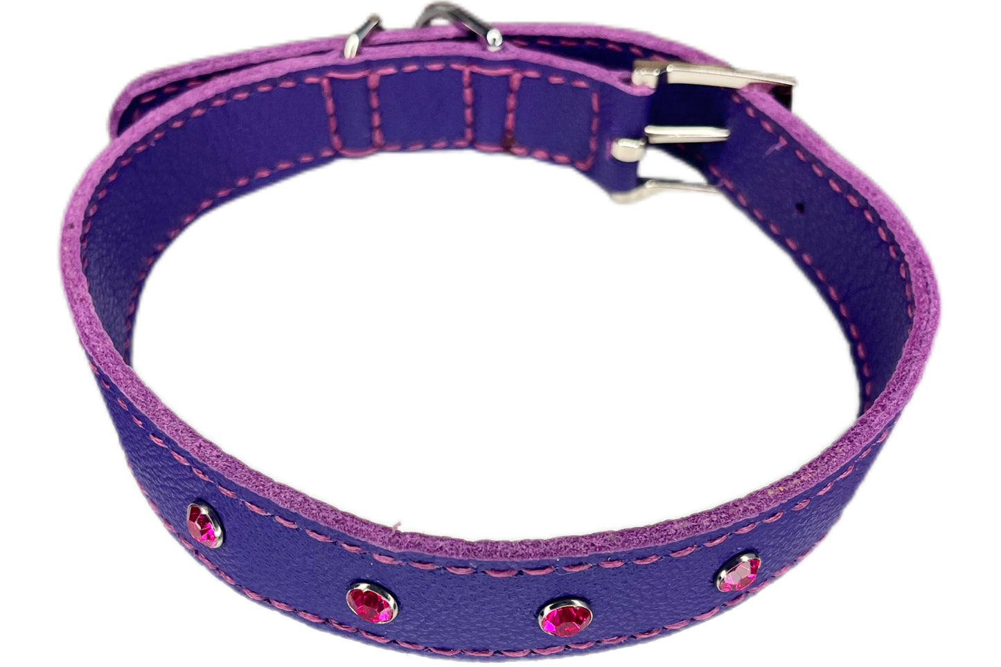 Large Purple Collar with Hot Pink Diamante