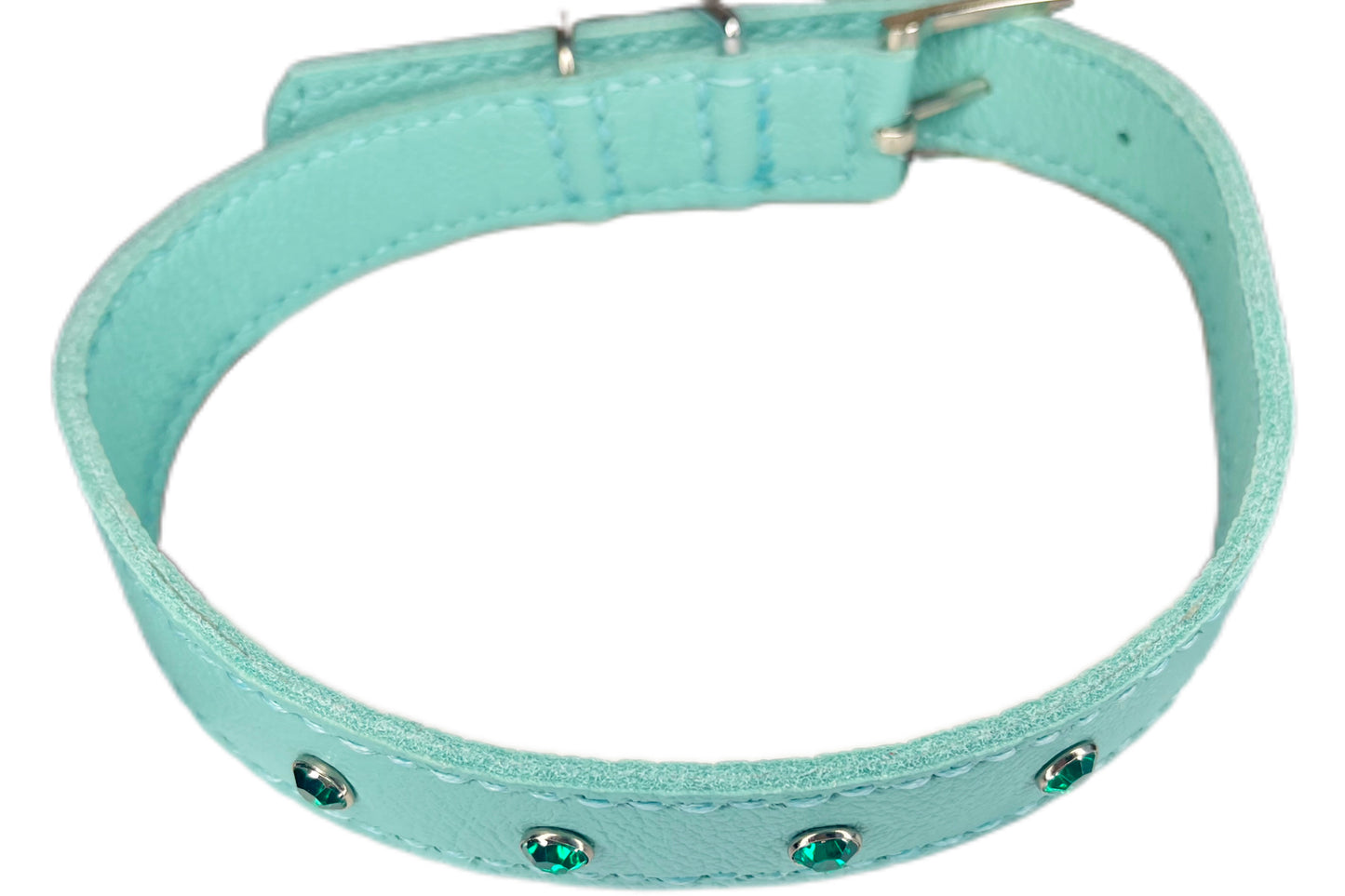 Large Aqua Green Collar with Jade Green Diamante