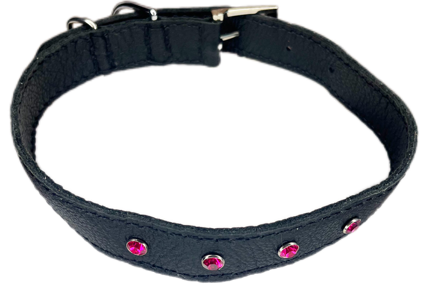 Large Black Collar with Hot Pink Diamante