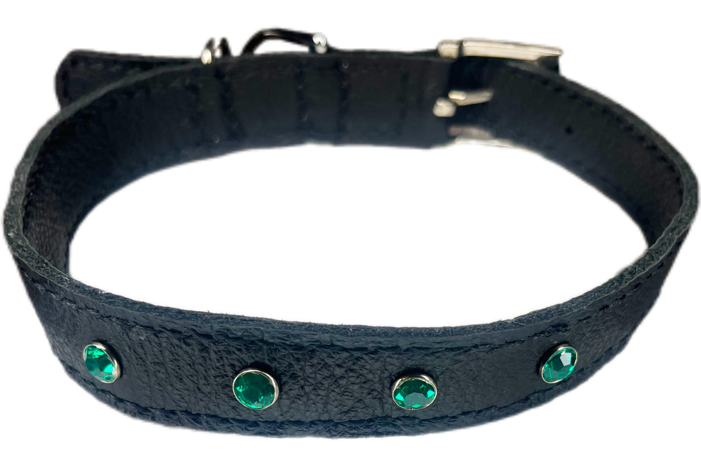 Large Black Collar with Jade Green Diamante