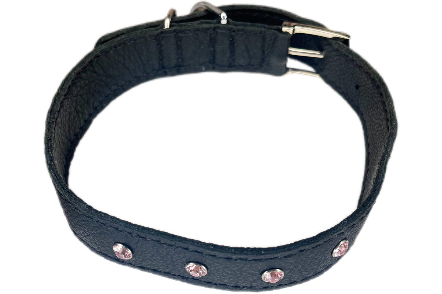 Large Black Collar with Light Pink Diamante