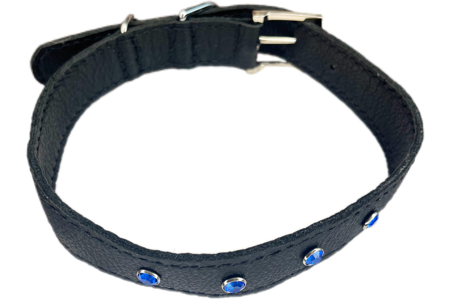 Large Black Collar with Royal Blue Diamante