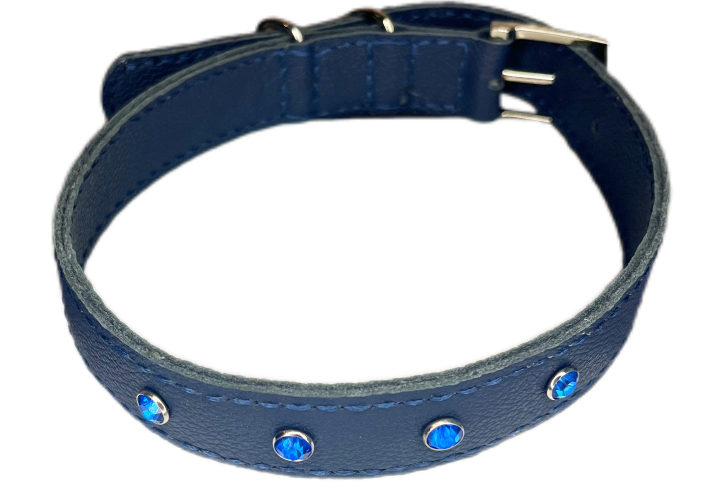 Large Navy Blue Collar with Navy Blue Diamante