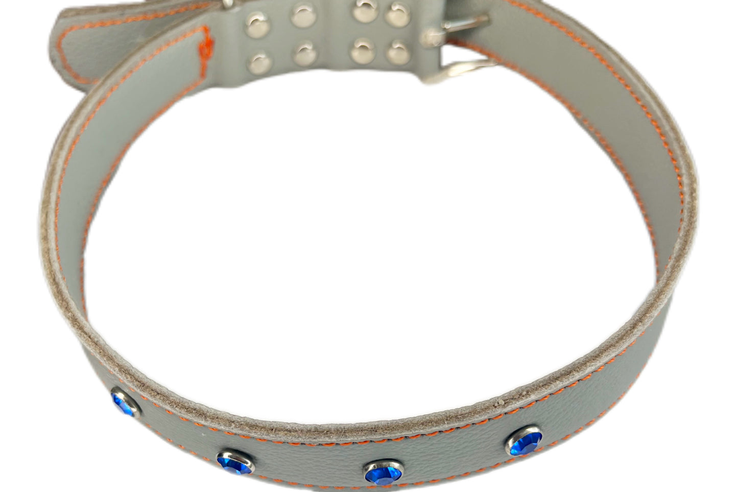 Large Grey Collar with Royal Blue Diamante